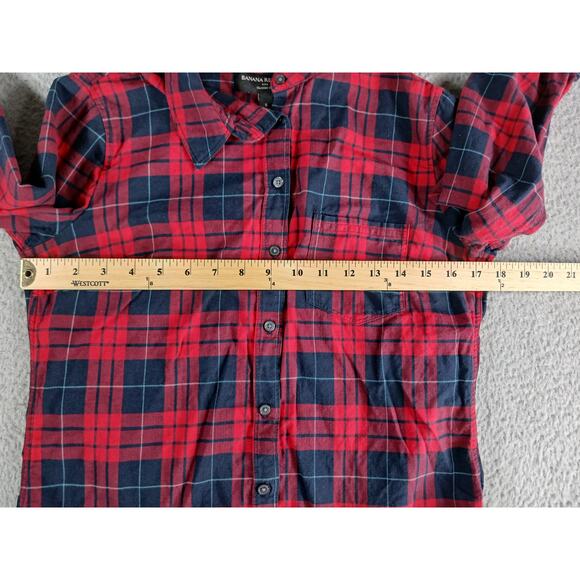 Banana Republic Shirt Mens Small Red Flannel Button Down Plaid Long Sleeve - Picture 4 of 7